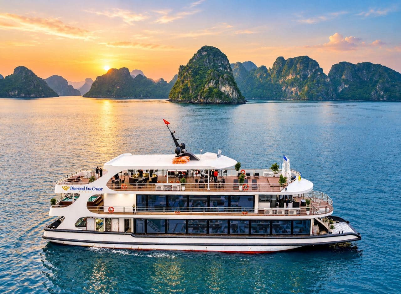 Халонг: Diamond Era Cruise — пещеры, остров Титоп, джакузи и вечеринка на закате